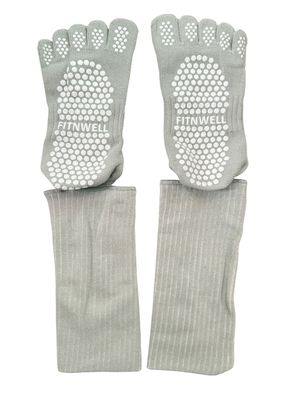 Marilyn Gray 5 Toe Strappy Ankle Warmer Pilates Grip Socks