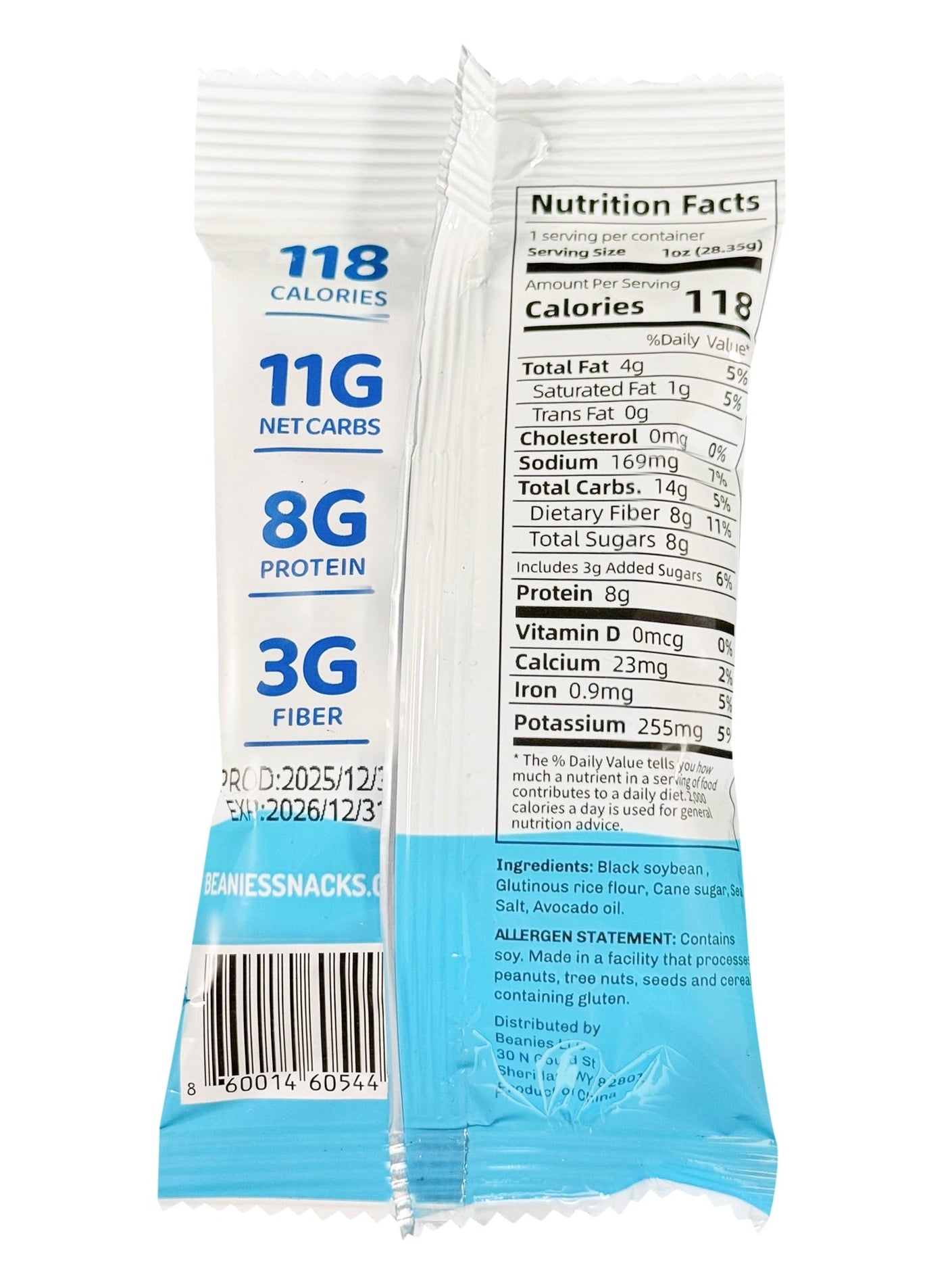 Beanies Crunchy Coated Black Soybeans Sea Salt 1 oz. 20 Count