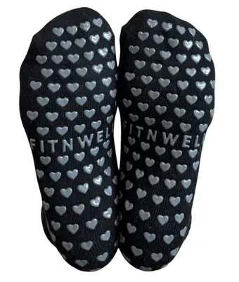 Audrey Black Mesh Crew Pilates Grip Socks