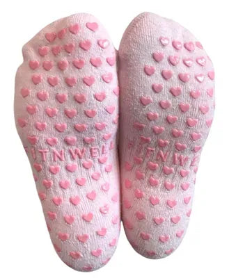 Audrey Pink Mesh Crew Pilates Grip Socks