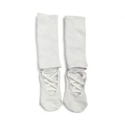 Grace White Pilates Grip Socks with Ankle Warmer