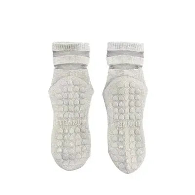 Audrey Gray Mesh Crew Pilates Grip Socks