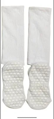 Grace White Pilates Grip Socks with Ankle Warmer