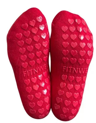 Audrey Red Mesh Crew Pilates Grip Socks