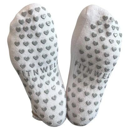 Audrey White Mesh Crew Pilates Grip Socks