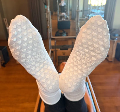 Grace White Pilates Grip Socks with Ankle Warmer