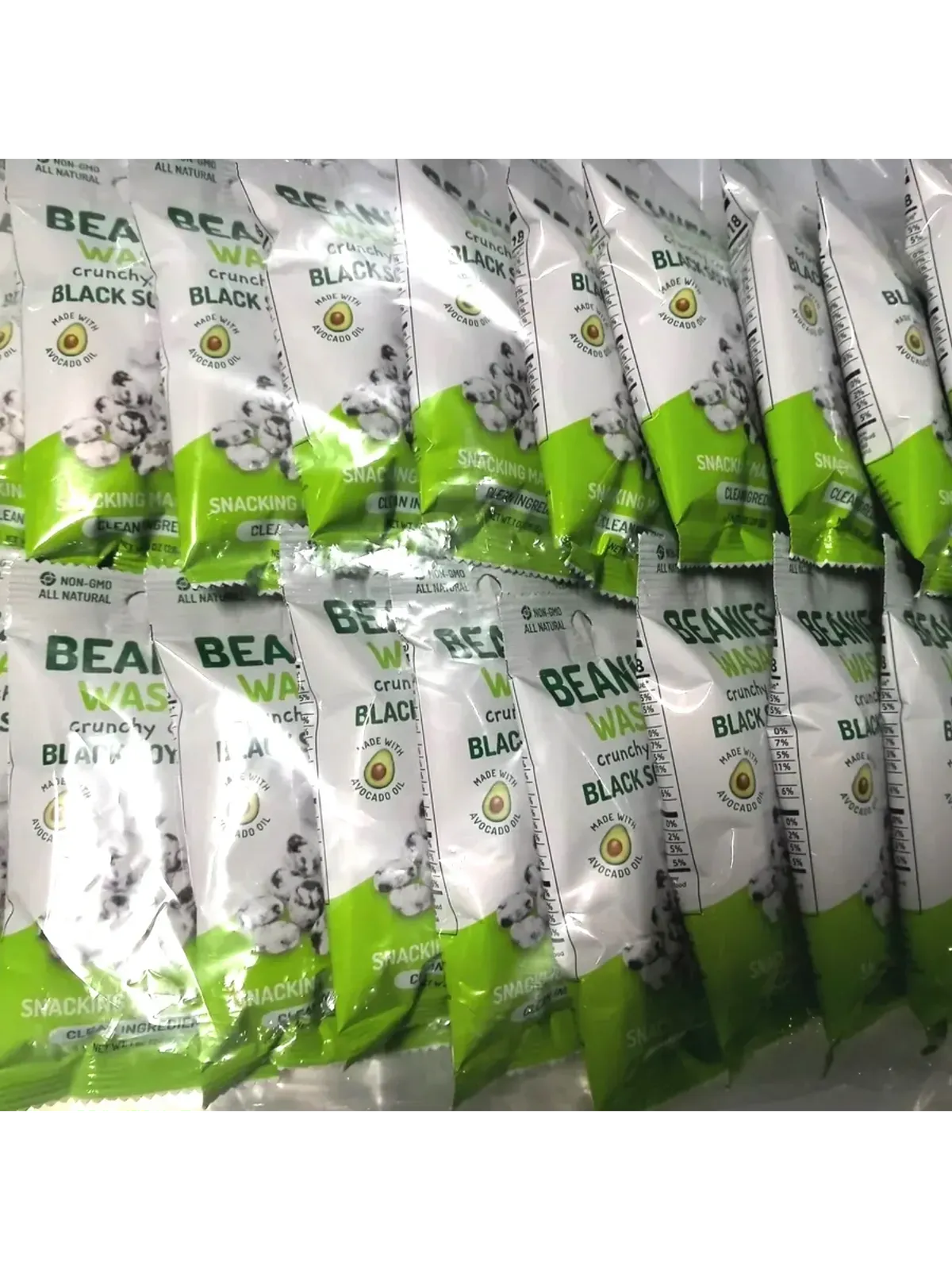 Beanies Crunchy Coated Black Soybeans Wasabi 1 oz 20 Count