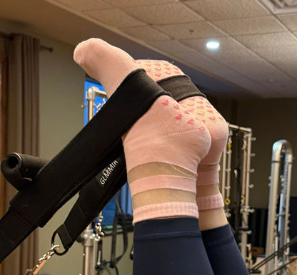 Audrey Pink Mesh Crew Pilates Grip Socks